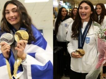 «Είναι τιμή για εμένα»: «Χρυσή» και τυλιγμένη με τη γαλανόλευκη επέστρεψε η Ευαγγελία Πλατανιώτη – Αποθέωση στο αεροδρόμιο