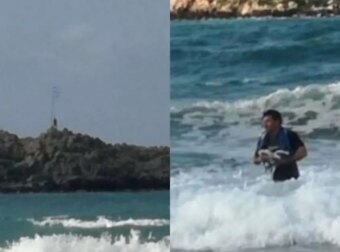 Λεβέντης Κρητικός κολυμπά μέχρι την απέναντι βραχονησίδα για να βάλει την ελληνική σημαία: «Στη μνήμη όσων αγωνίστηκαν»
