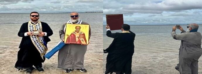 Τυφώνας Milton: Ευλόγησαν την περιοχή με την Εικόνα του Αγίου Νικολάου