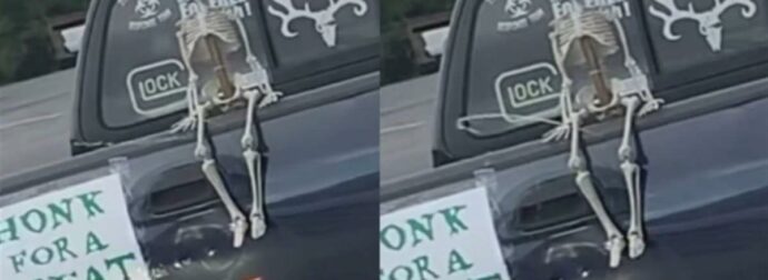 Έκανε το λάθος να κορνάρει στον μπροστινό οδηγό του και ένας σκελετός τον… κατούρησε! (Video)
