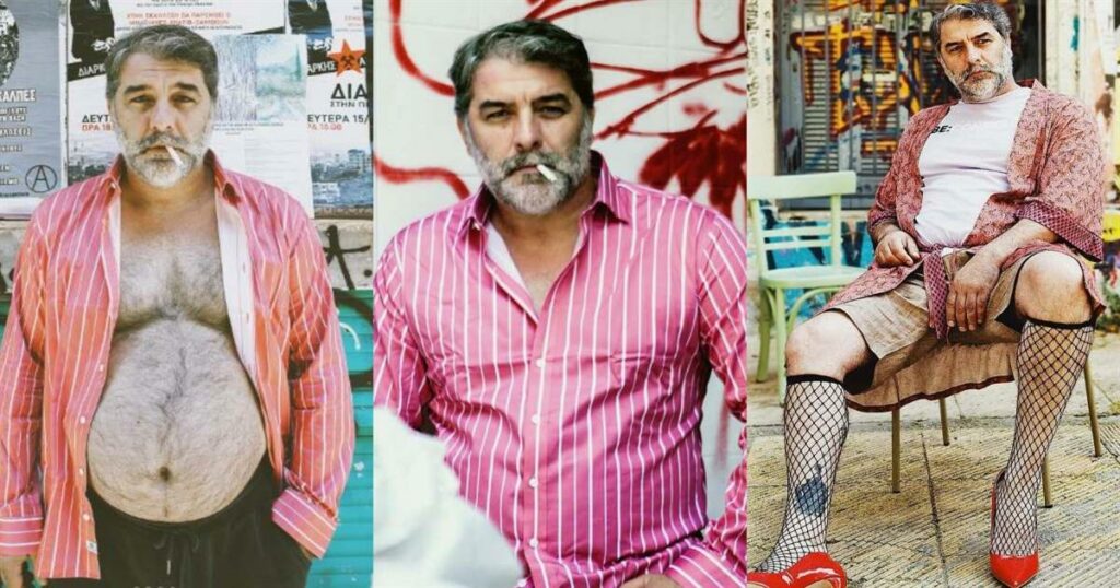 Βασίλης Μπισμπίκης: Εντυπωσιάζει με κόκκινες γόβες και δικτυωτές κάλτσες!