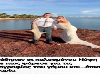 Απίστευτο σκηνικό στον γάμο: Νύφη ποζάρει ψαρεύοντας και… πιάνει καρχαρία, σοκάροντας τους καλεσμένους!