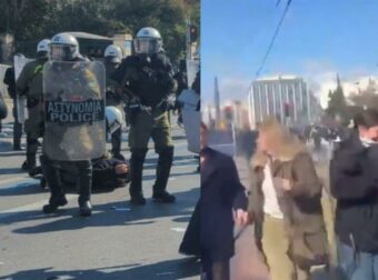 Ένταση στο Σύνταγμα: Χημικά στο τέλος του συλλαλητηρίου στα Τέμπη.