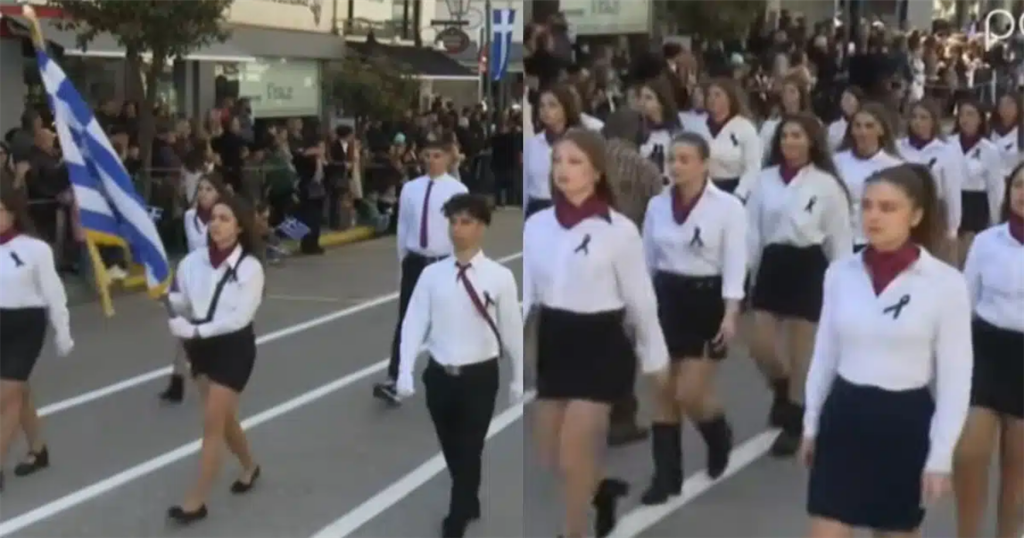 Παιδιά στον Πύργο παρέλασαν φορώντας μαύρες κορδέλες: Η συγκινητική κίνηση που «αγγίζει καρδιές» την 25η Μαρτίου.