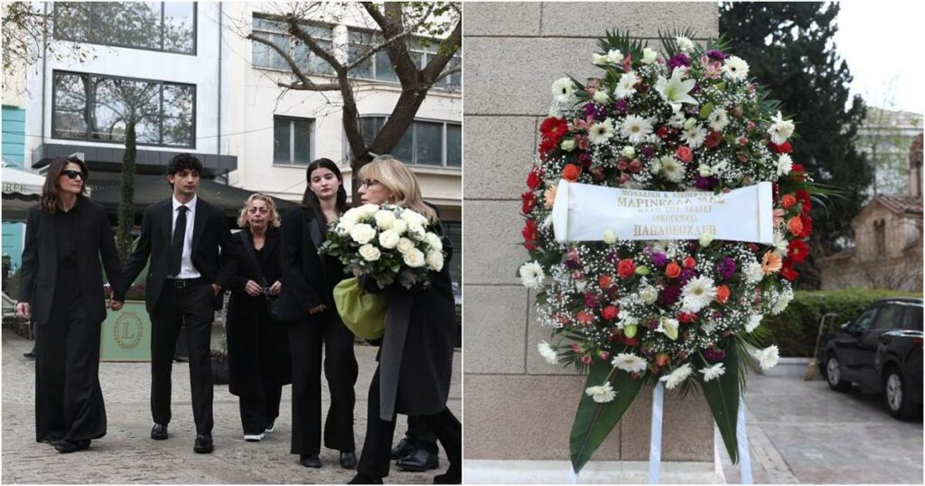 Η σορός της Μαρινέλλας σε λαϊκό προσκύνημα: Συγκίνηση για την οικογένειά της, με την κόρη και τα εγγόνια της να αποχαιρετούν με δάκρυα.