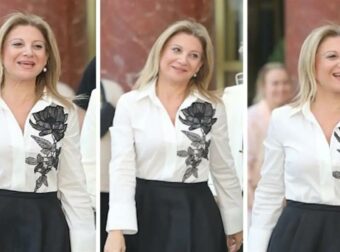 Μαρία Καρυστιανού: Η λαμπερή της εμφάνιση με δημιουργία του Βασίλη Ζούλια στην εντυπωσιακή παρουσίαση του κόμματος στη Θεσσαλονίκη.