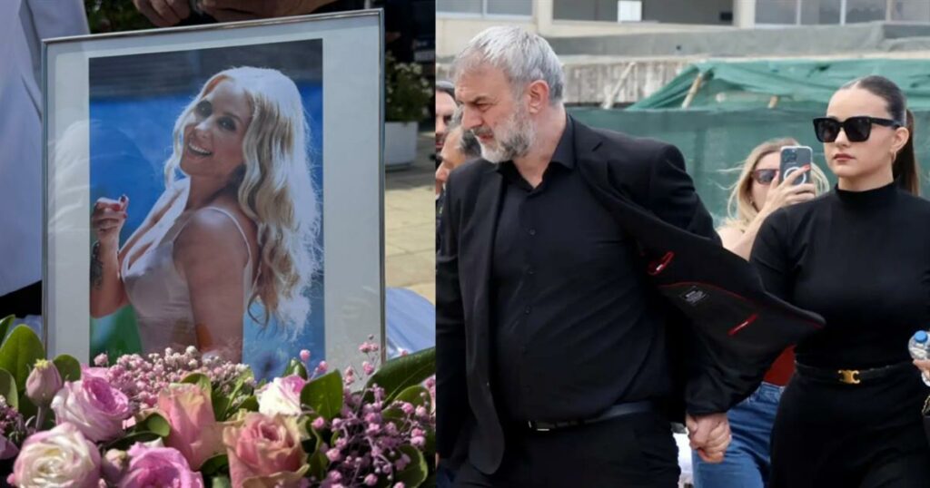 Χέρι χέρι με την κόρη του ο Τραϊανός Δέλλας στην κηδεία της Γωγώς Μαστροκώστα – Απαρηγόρητες η μητέρα και η αδερφή της (video)