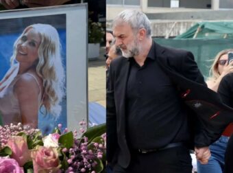 Χέρι χέρι με την κόρη του ο Τραϊανός Δέλλας στην κηδεία της Γωγώς Μαστροκώστα – Απαρηγόρητες η μητέρα και η αδερφή της (video)