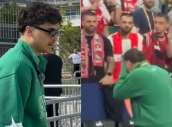 Χαμός στο Final Four: Μπήκε με φούτερ Παναθηναϊκού και άναψε φωτιές στις εξέδρες του Ολυμπιακός – Φενέρ