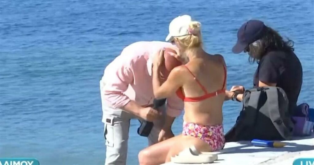 Γυπαετός Τσελίκας σε επικό «πέσιμο» σε λουόμενη στον αέρα του ΣΚΑΪ – Το viral στιγμιότυπο (video)