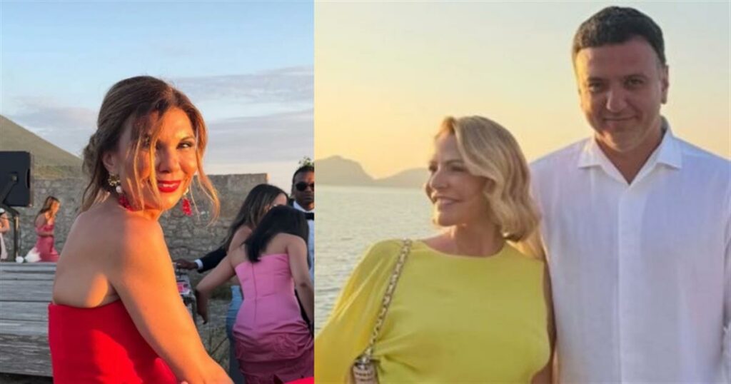 Κατερίνα Κικίλια: Η εντυπωσιακή εμφάνιση της αδελφής του Βασίλη Κικίλια με total red look στον γάμο της Αμαλίας Κωστοπούλου
