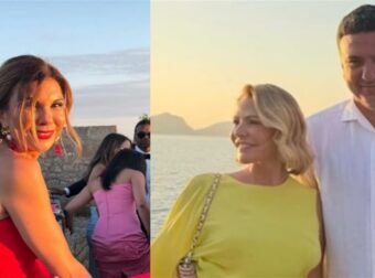 Κατερίνα Κικίλια: Η εντυπωσιακή εμφάνιση της αδελφής του Βασίλη Κικίλια με total red look στον γάμο της Αμαλίας Κωστοπούλου