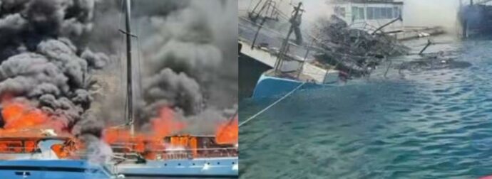 Σκηνές θρίλερ στους Παξούς: Ανατριχίλα με τον καπετάνιο που αψήφησε τις φλόγες για να σώσει τους επιβάτες του (Βίντεο)