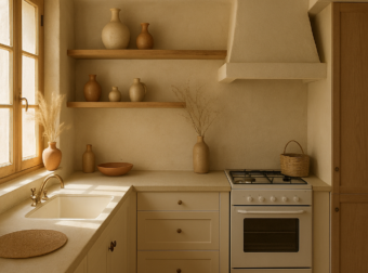 Μικρός χώρος, μεγάλη αίσθηση: boho διακόσμηση κουζίνας με βάζα που δίνει χαρακτήρα
