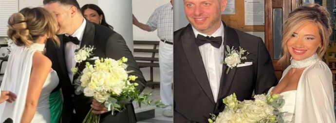 Δεν έπαιρναν τα μάτια τους από πάνω της: Το νυφικό της Γωγώς Μπαλή στον γάμο με τον Βασίλη Τσεκούρα
