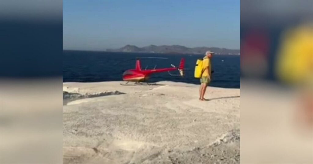 Μετέτρεψαν το Σαρακήνικο της Μήλου σε ελικοδρόμιο – «Πάρκαραν» το ελικόπτερο τους για να κάνουν μπάνιο