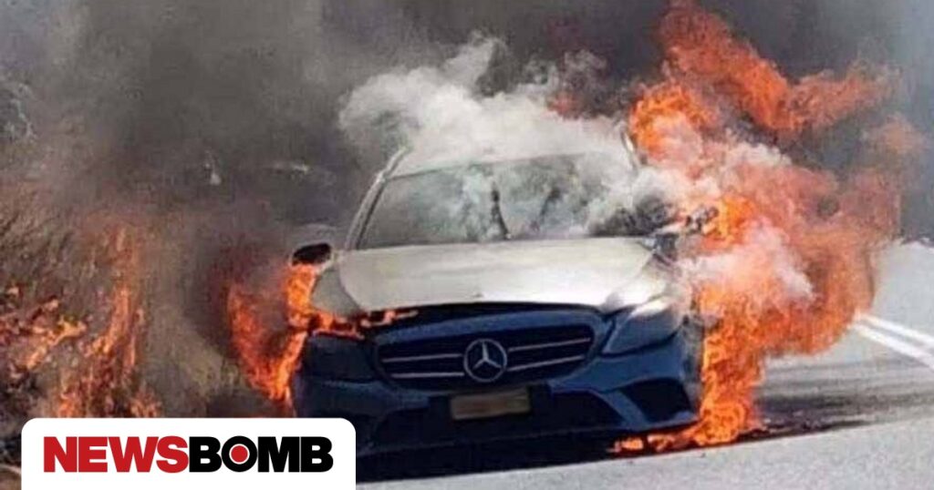 Αργολίδα: Ταξί τυλίχθηκε στις φλόγες στη μέση του δρόμου