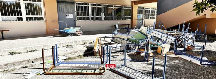 Μόλις ανακαινίστηκε, βρέθηκε με σπασμένους πίνακες και θρανία στο προαύλιο – Βανδαλισμοί στα ΕΠΑΛ Καλαμάτας