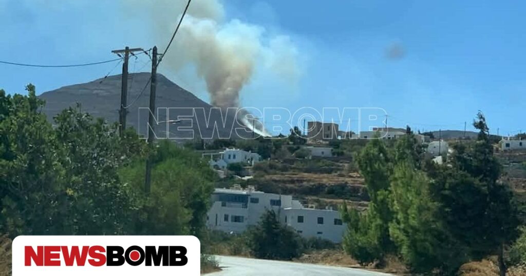Φωτιά στις Λεύκες Πάρου: Επιχειρούν έξι εναέρια μέσα – Δείτε βίντεο